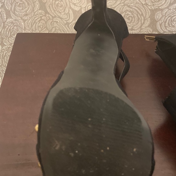 GLO Jeans Heels Black Vegan Suede Leather Platform Stilettos Size 7.5 - Picture 8 of 12